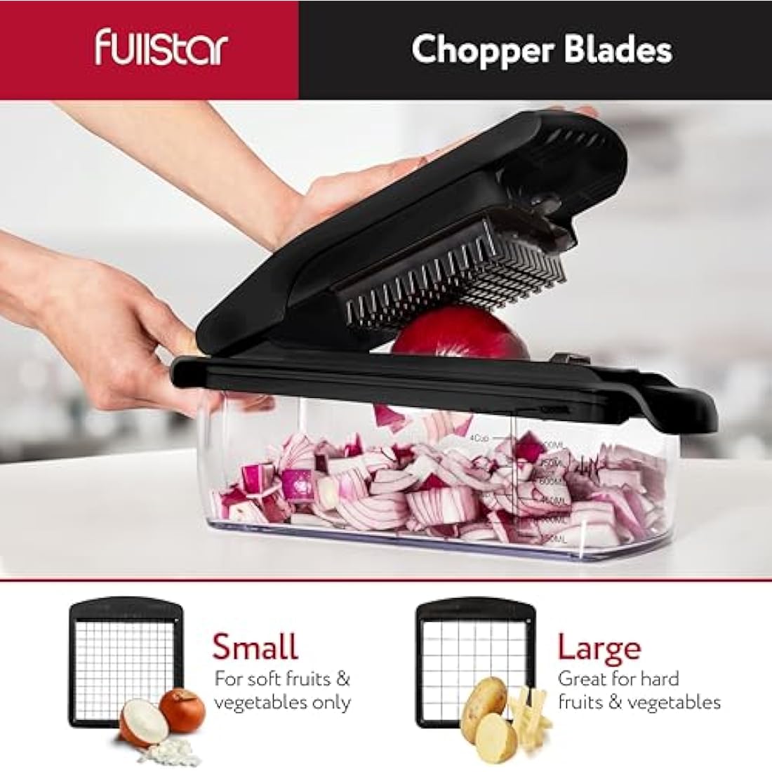 4-in-1 Vegetable Chopper and Dicer – Manual Kitchen Tool