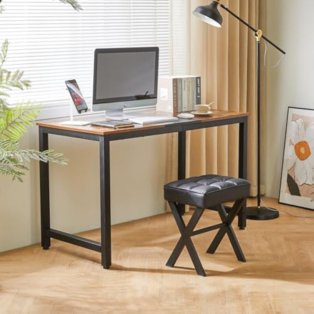 IBUYKE PU Leather Makeup Stool – Modern Vanity Ottoman with X-Legs