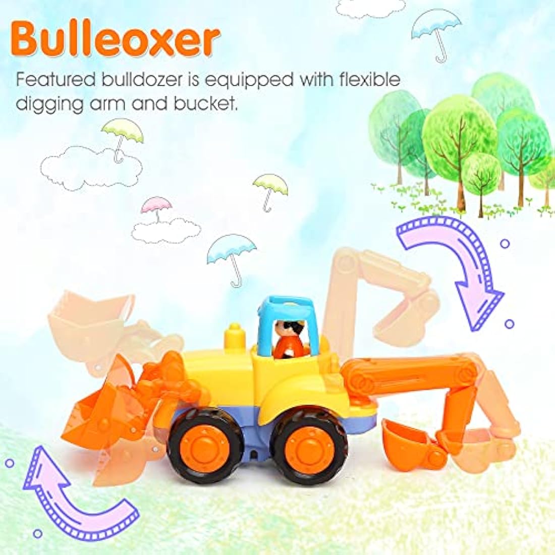 Friction Powered Push and Go Toy Cars for Toddlers, 3-Pack