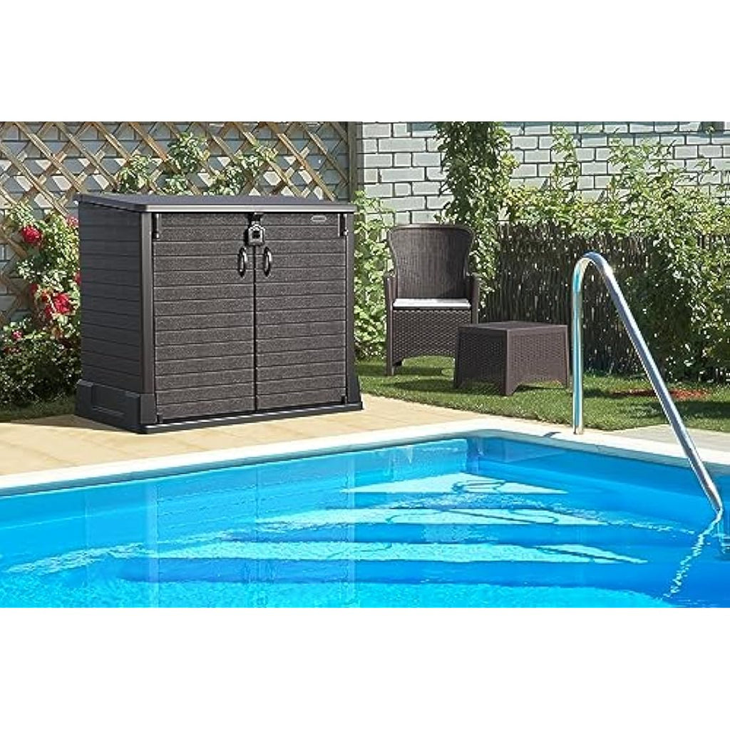 Duramax Cedargrain 850L Plastic Garden Storage Shed | Dark Brown