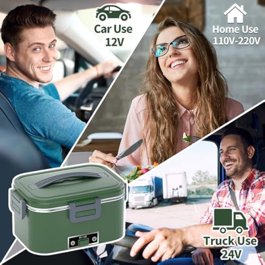 SOOOEC 100W Electric Heated Lunch Box | 1.8L Portable Food Warmer for Car