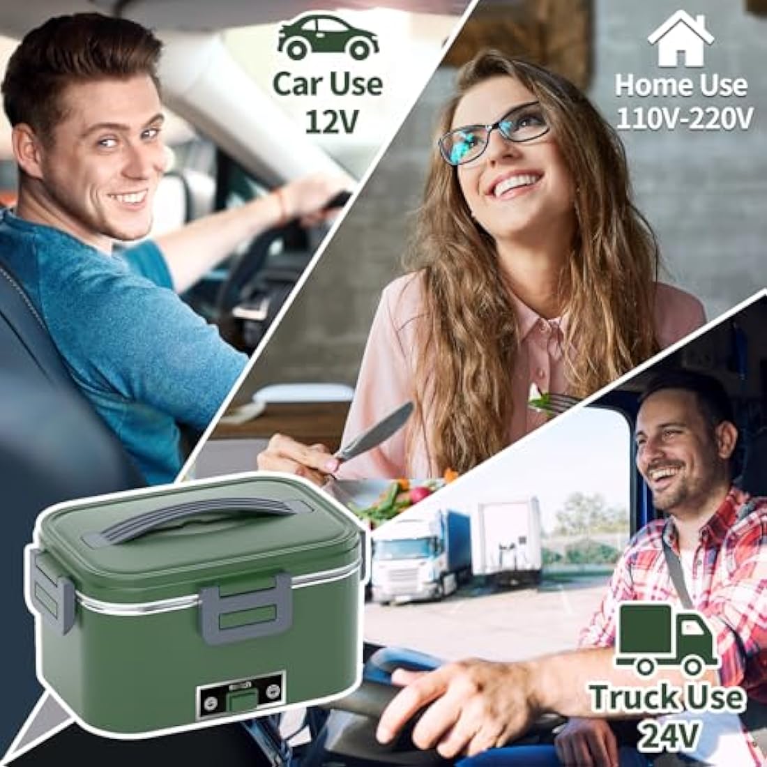 SOOOEC 100W Electric Heated Lunch Box | 1.8L Portable Food Warmer for Car