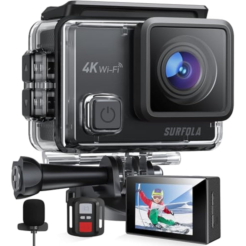 Surfola 4K 30fps Action Camera | 131ft Waterproof Underwater Cam