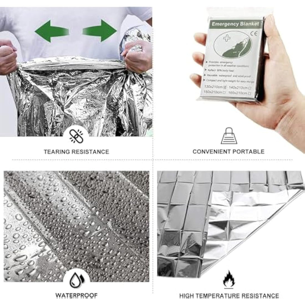 MIXIAO Emergency Mylar Thermal Blankets - 50 Pack Survival Gear