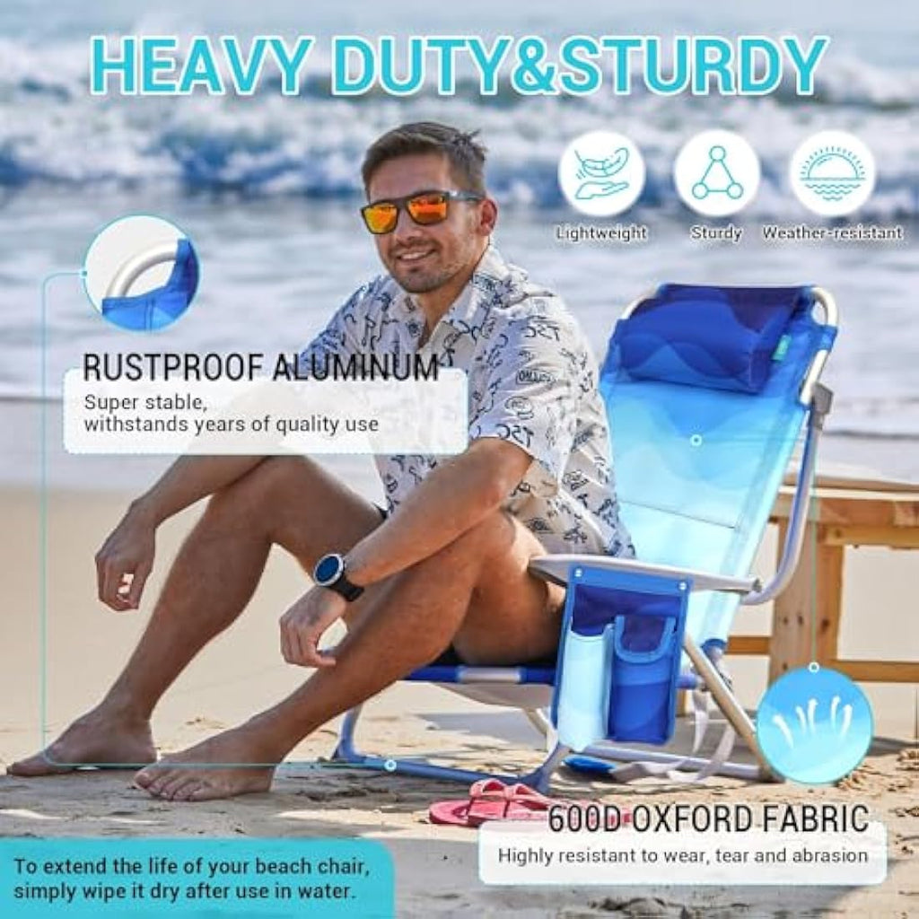 #WEJOY 4-Position Adjustable Beach Chair | Lightweight Aluminum Folding Seat
