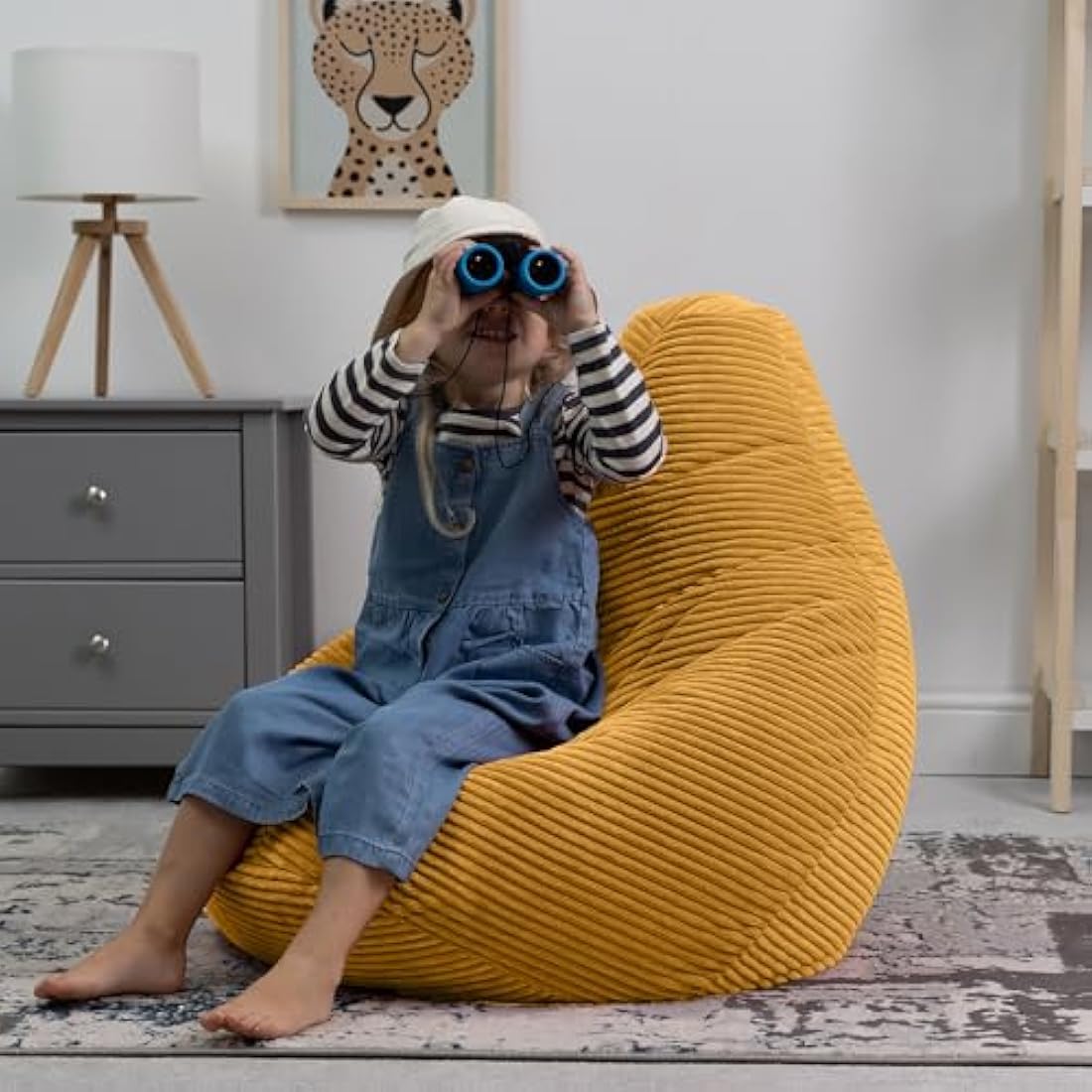 icon Dalton Kids Corduroy Bean Bag Chair – Ochre Yellow Recliner