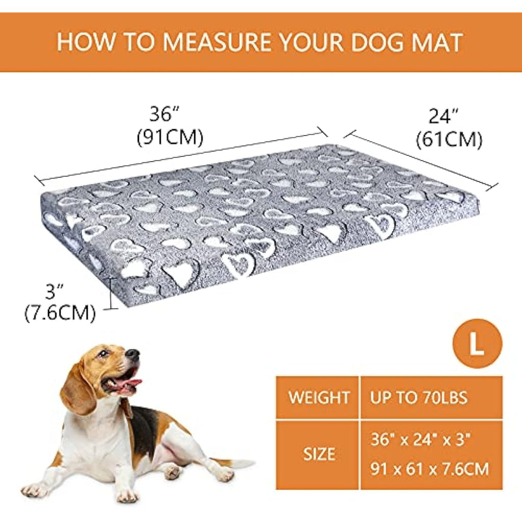 VANKEAN Reversible Dog Bed Mat – Waterproof Washable Crate Mattress, Grey