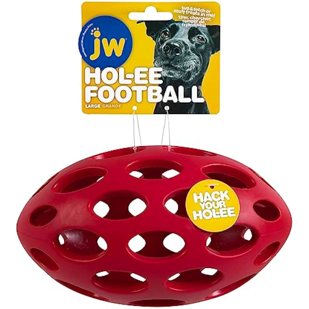 JW Pet Hol-ee Roller Football - Large Durable Rubber Dog Fetch Toy