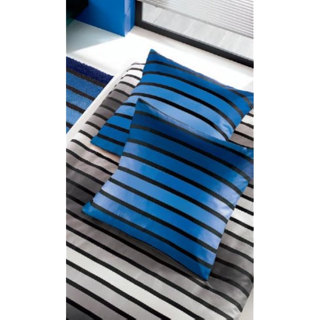 Kleine Wolke Naples Maco Satin Bed Sheet Set | Royal Blue Cotton