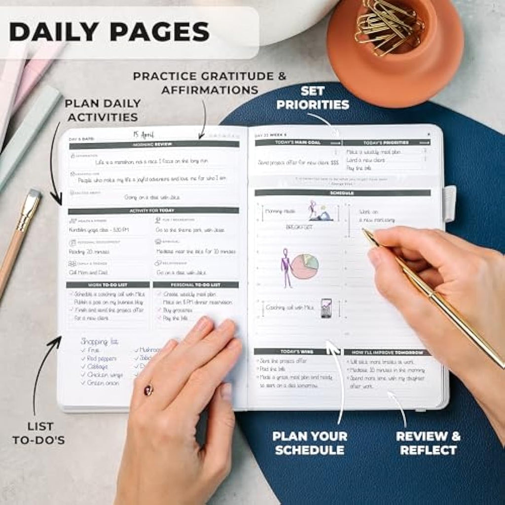 Clever Fox Goal Planner – Undated 90-Day Productivity Journal, Pearl White