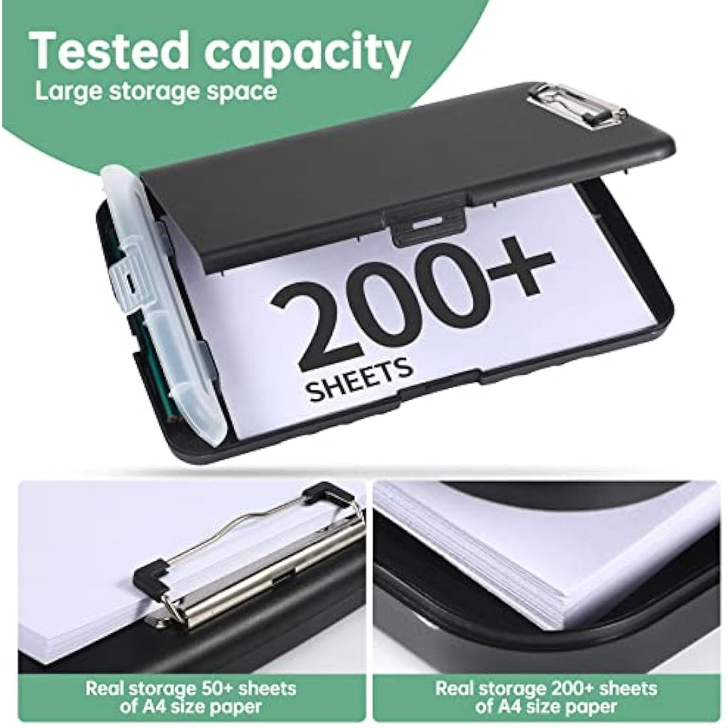 DMFLY Storage Clipboard – Heavy Duty A4 Case with Pen Holder, 200 Sheet Cap