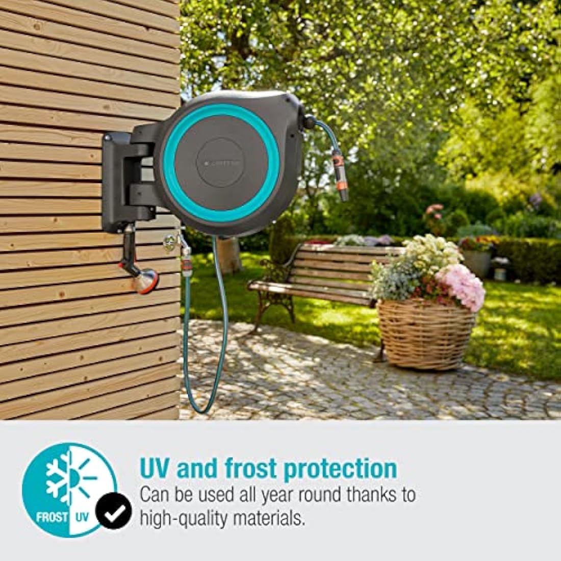 Gardena Wall-Mounted Hose Box RollUp XL – 35m Automatic Garden Hose