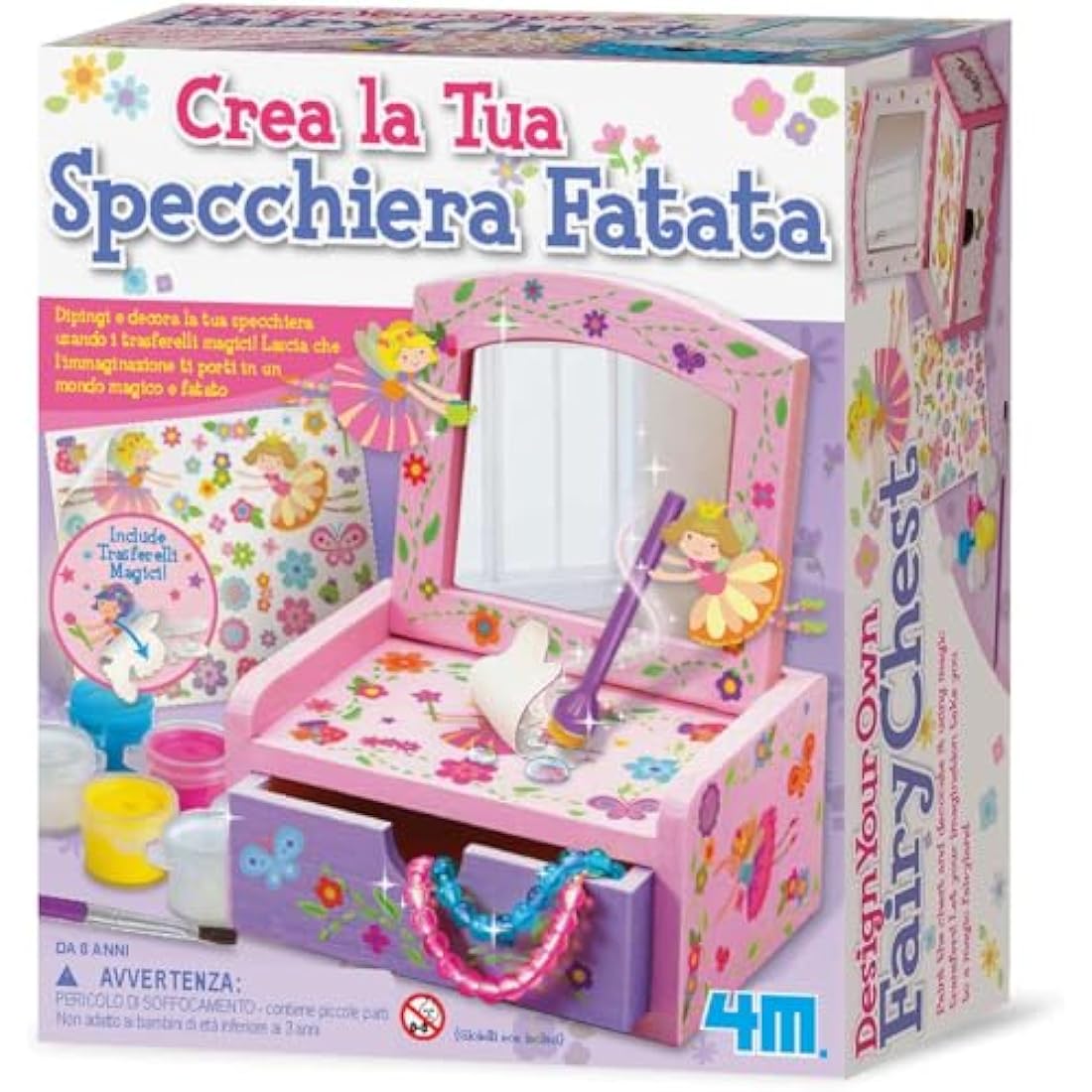 4M Paint Your Own Fairy Mirror Chest – Kids DIY Craft Kit in Pink