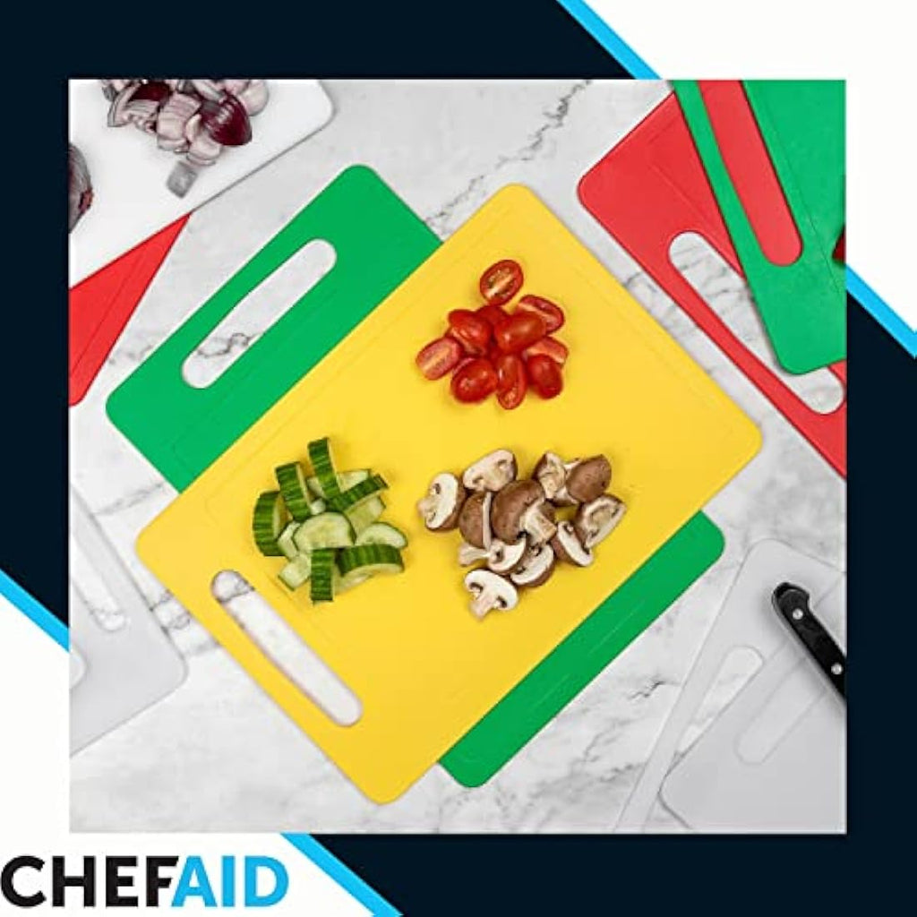 Chef Aid Colour-Coded Chopping Board Set | Non-Slip Cutting Boards, 4 Pack
