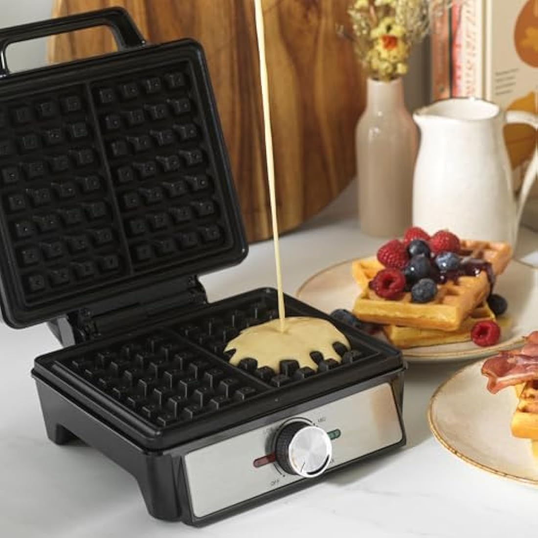 Salter 1600W Deep Fill Waffle Maker – Non-Stick Belgian & American Style
