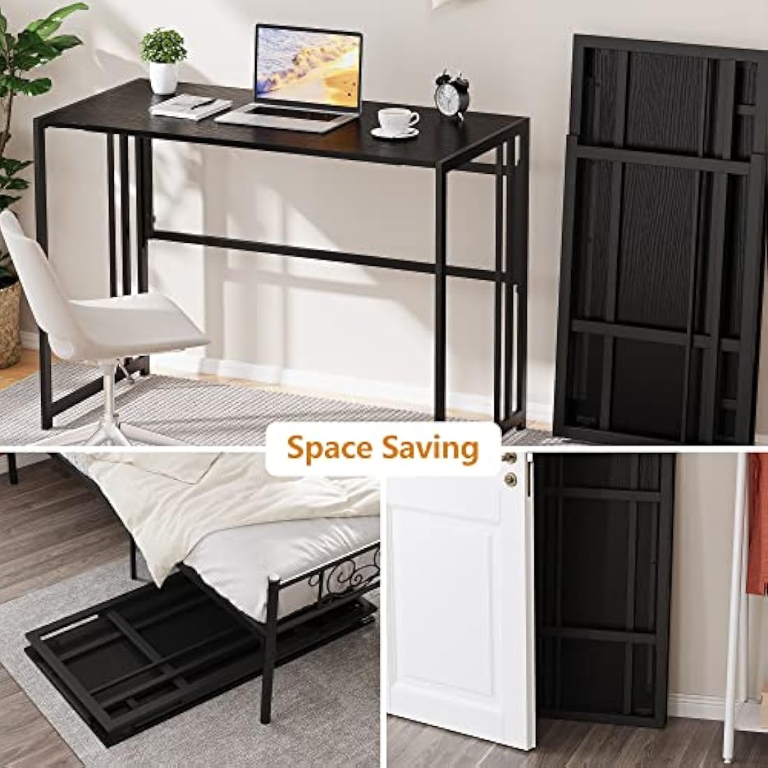 Ulifance Folding Computer Desk – No-Assembly Space Saving Writing Desk