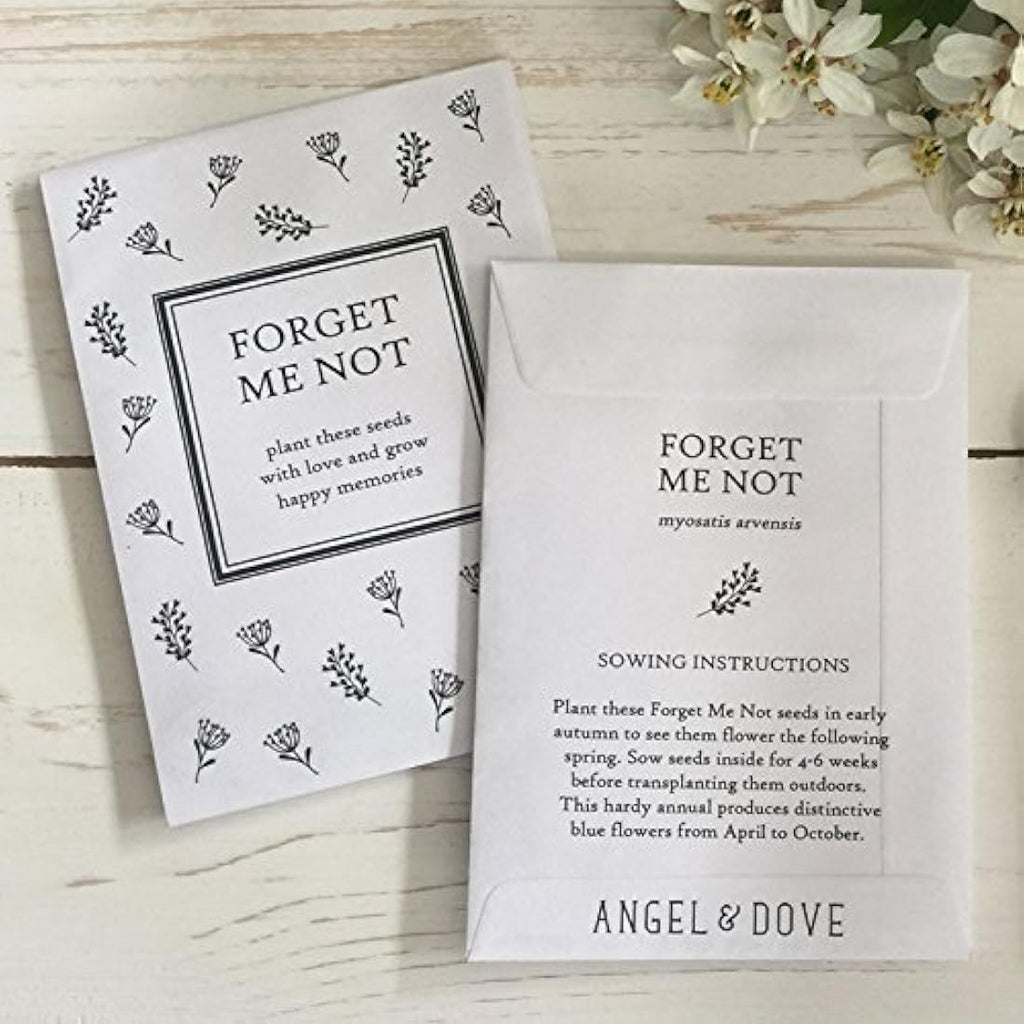 Angel & Dove Forget-Me-Not Seed Packet Funeral Favours - 10 Pack Memorial