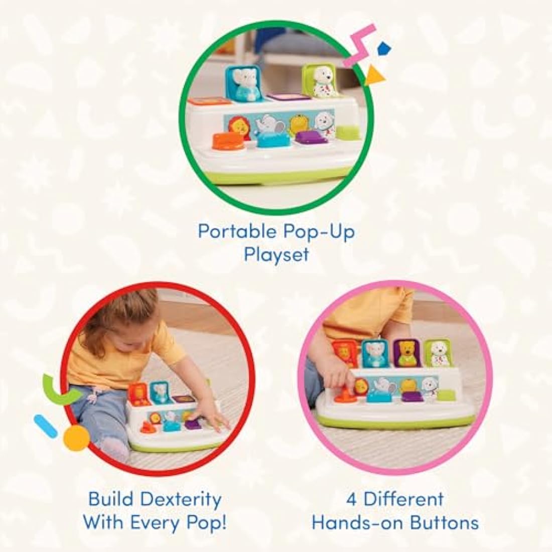 Battat Pop-Up Pals – Animal Cause and Effect Toy for Toddlers 18M+