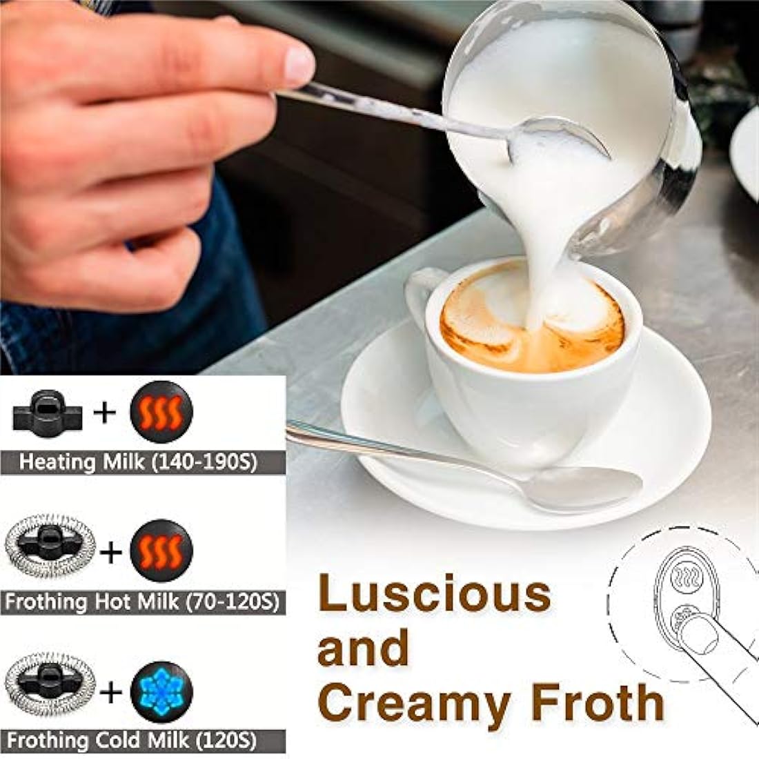 CHINYA Electric Milk Frother - Stainless Steel Automatic Foam Maker