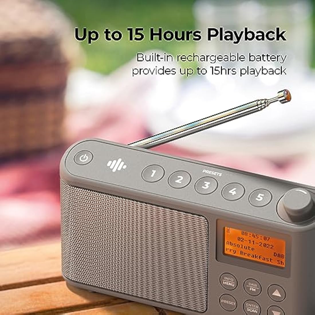 i-box Spectrum Portable DAB/DAB+ & FM Radio | 15H Battery & USB Power