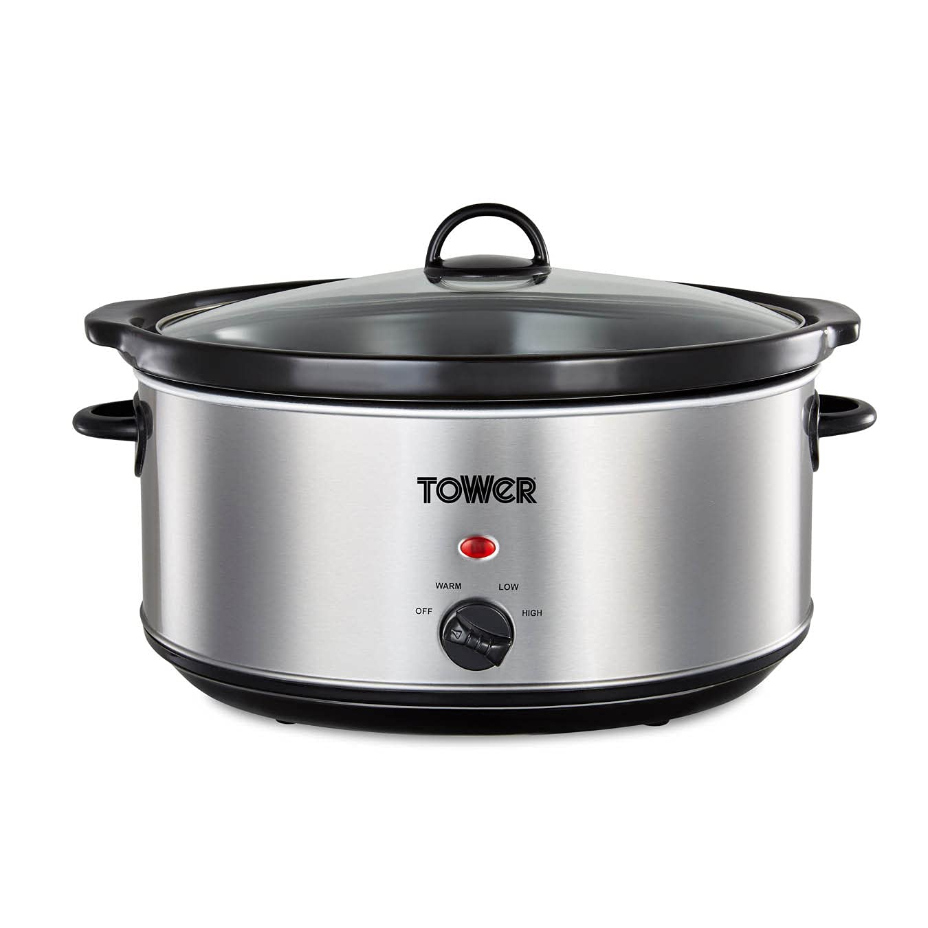 Tower T16040Y Slow Cooker | 6.5L Large Capacity | Stainless Steel
