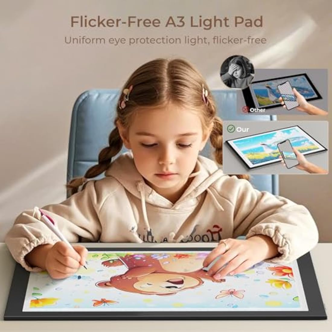 DONPODER A3 LED Light Box – 5500 Lux Portable Tracing Pad for Crafts
