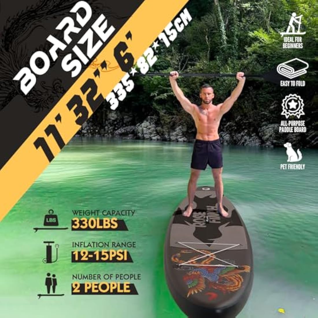 FEATH-R-LITE 11' Inflatable Stand Up Paddle Board - Phoenix Design