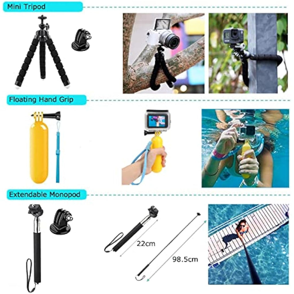 Ci-Fotto 50-in-1 Action Camera Accessories Kit for GoPro, DJI & Insta360