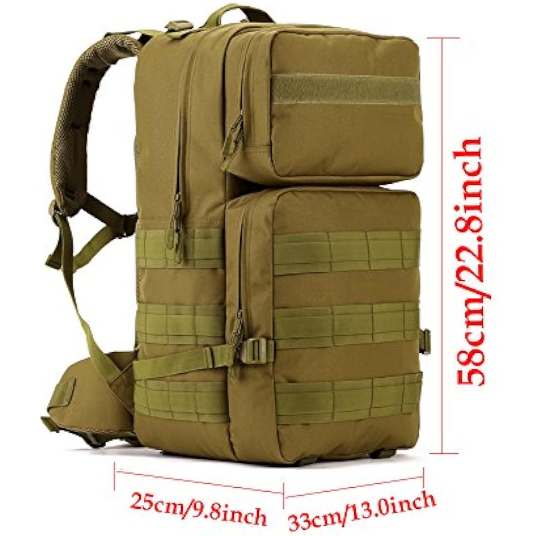 YuanWen 55L Tactical Backpack | Water Resistant MOLLE Hiking Rucksack