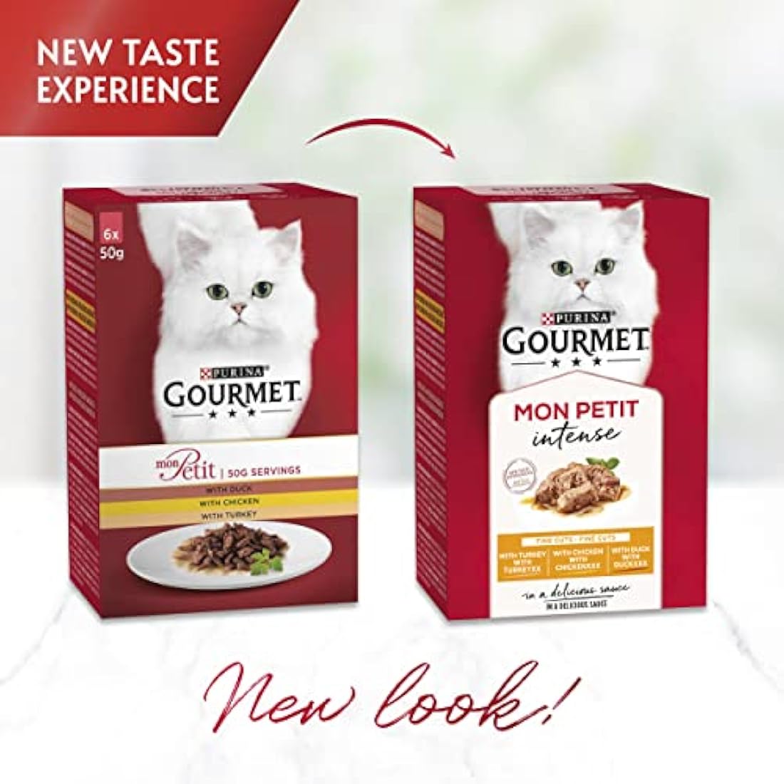 Gourmet Mon Petit Wet Cat Food - Tuna, Salmon & Trout - 48 x 50g Pouches