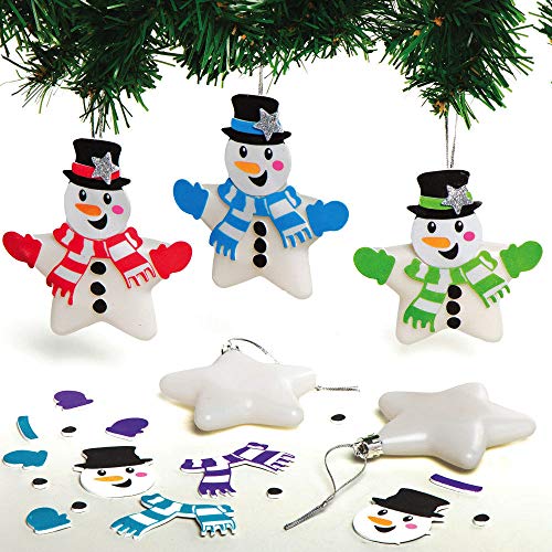 Baker Ross Snowman Star Bauble Kits – DIY Christmas Craft (Pack of 6)