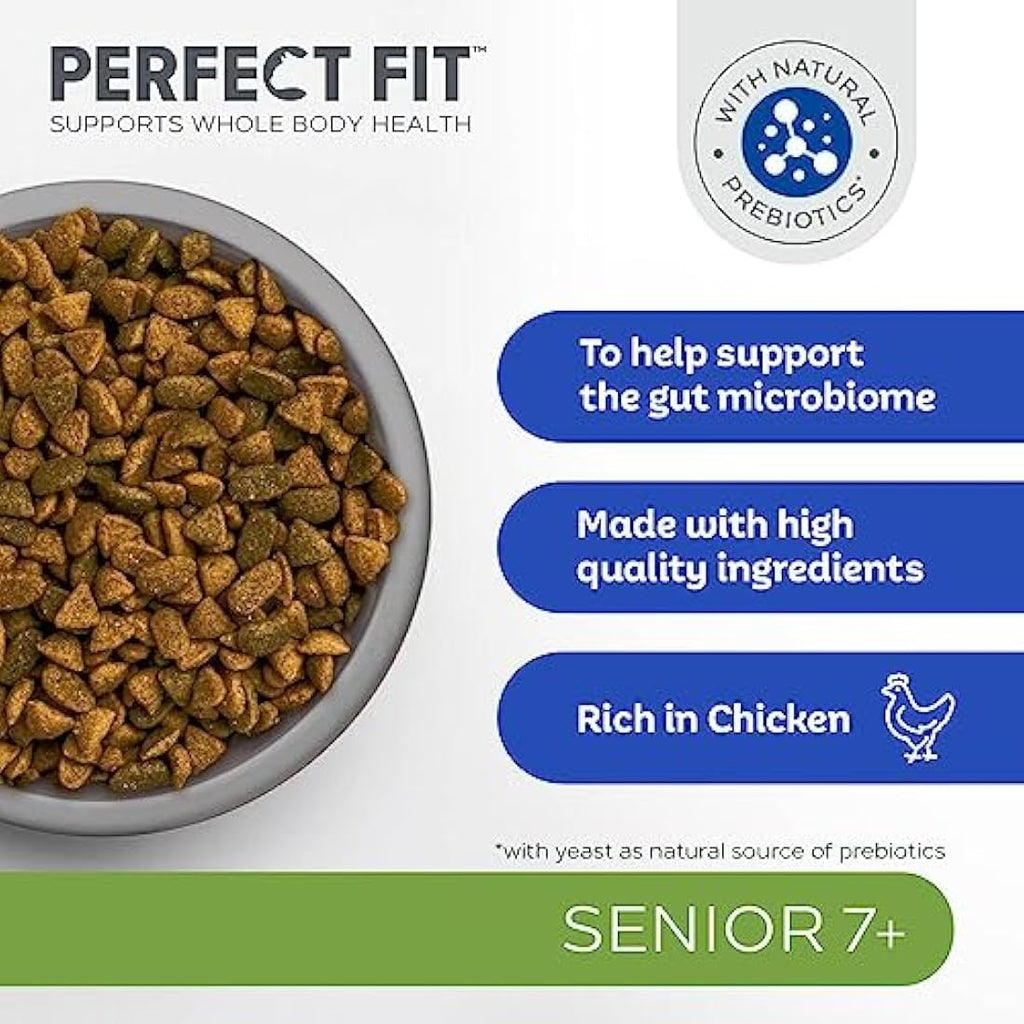 Perfect Fit Senior 7+ Dry Cat Food - Rich in Chicken - 7kg Bag