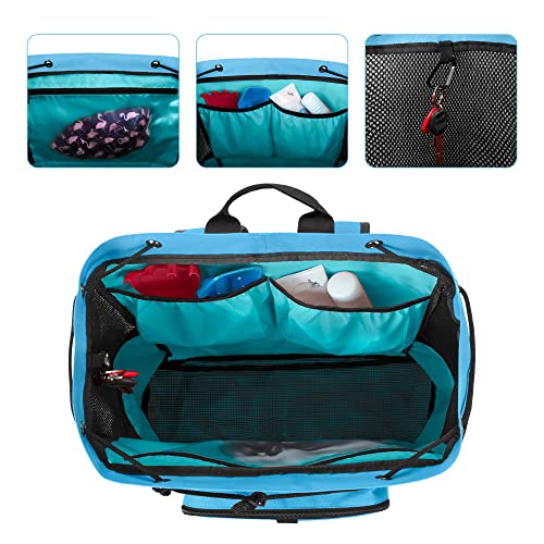 Fasrom Mesh Beach Backpack – Sand-Free Bottom Swim & Gym Bag, Blue