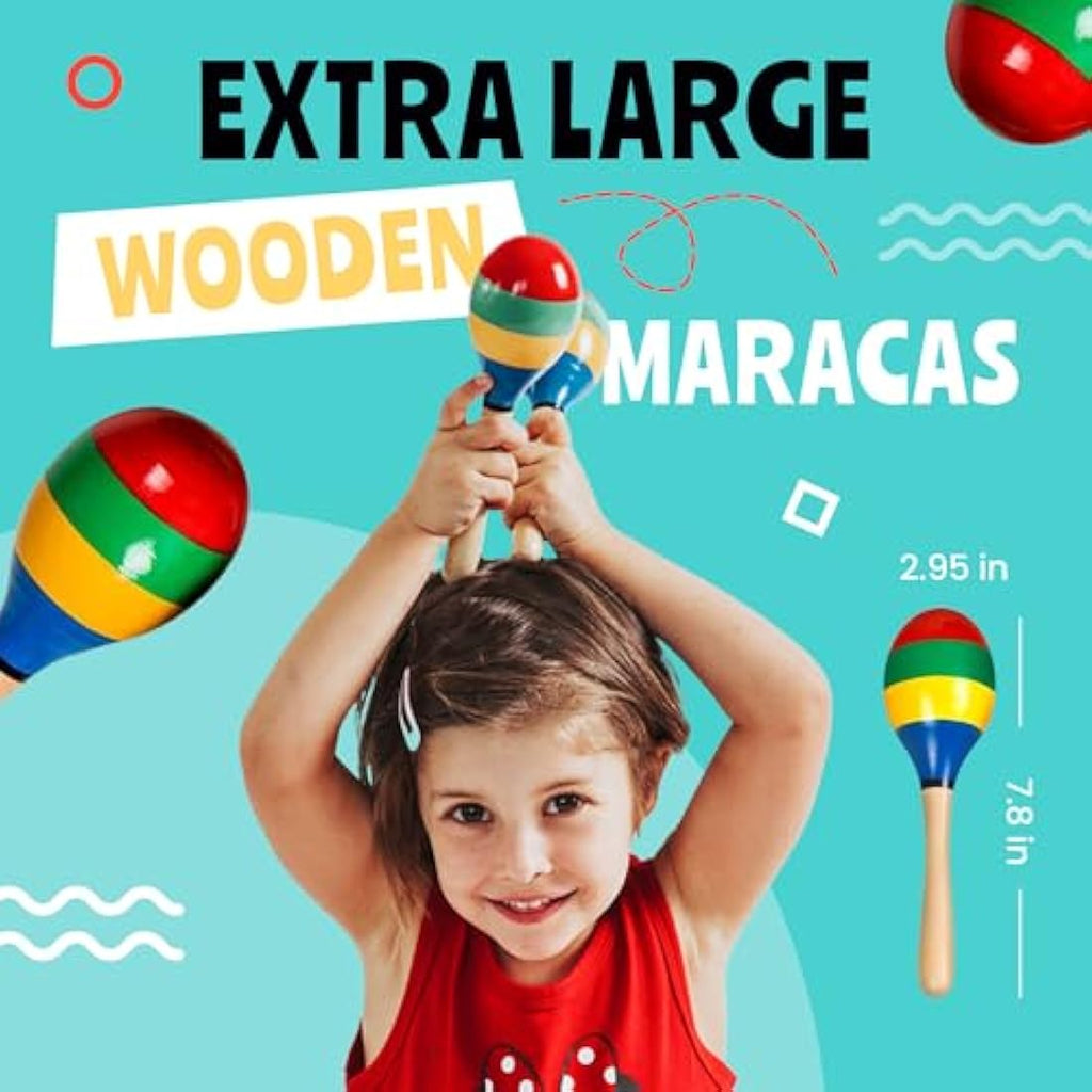 Stoie's Wooden Kids Musical Instruments Set - 15pc Toddler Percussion Toys