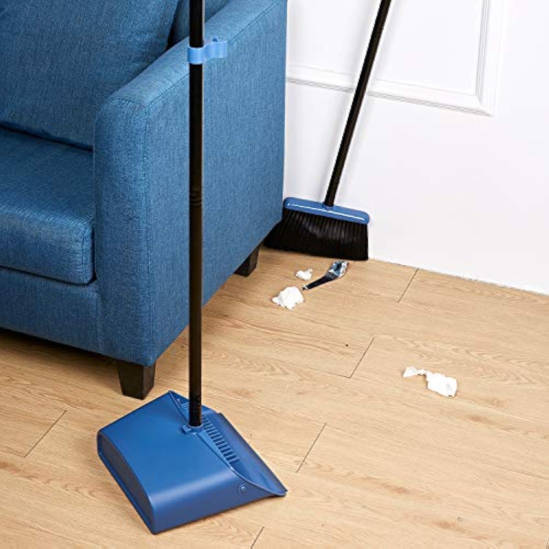 Long Handled Broom and Dustpan Set – 54" Upright Blue