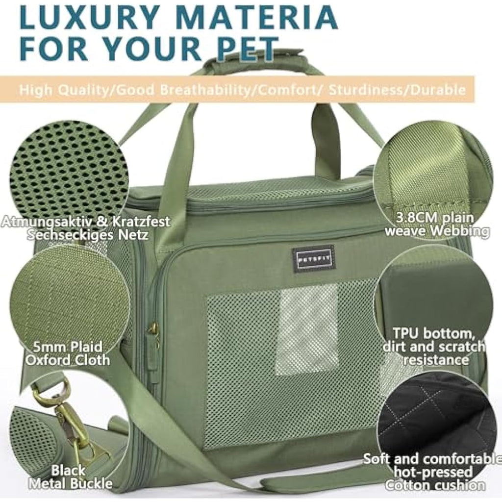 Petsfit Soft Sided Dog Carrier | Large Oxford Fabric Pet Travel Bag, Olive