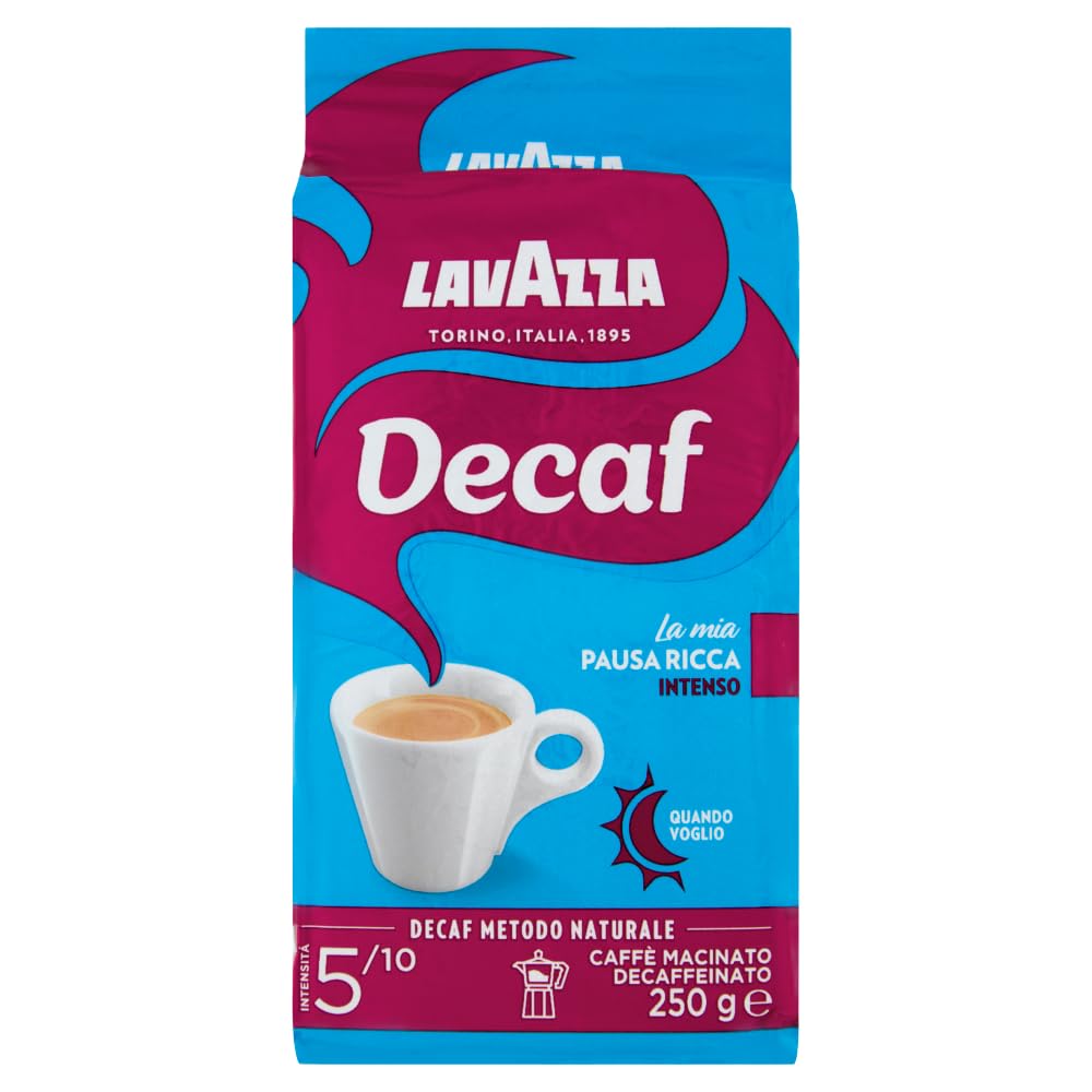 Lavazza Dek Intenso Decaffeinated Ground Coffee - 6 x 250g Italian Espresso