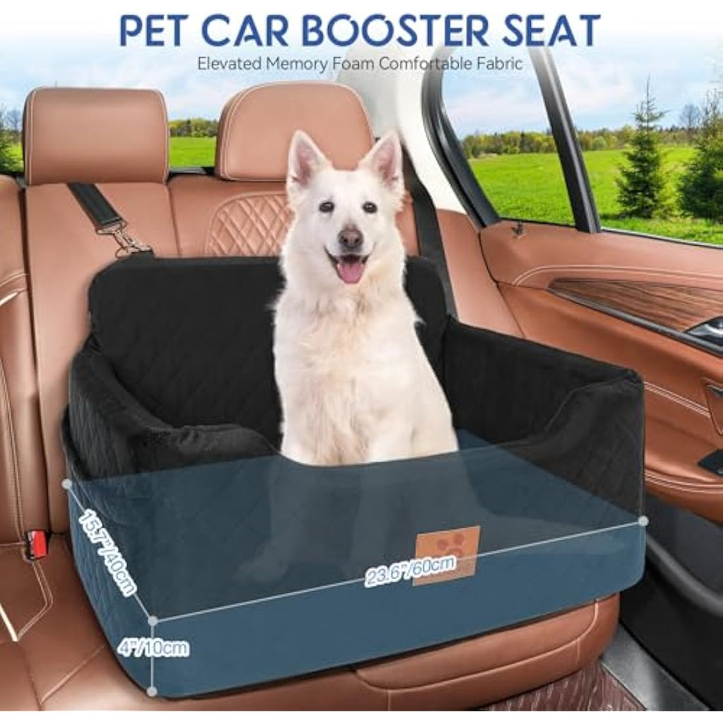 Dog Booster Car Seat – Large Washable Pet Travel Bed, Black