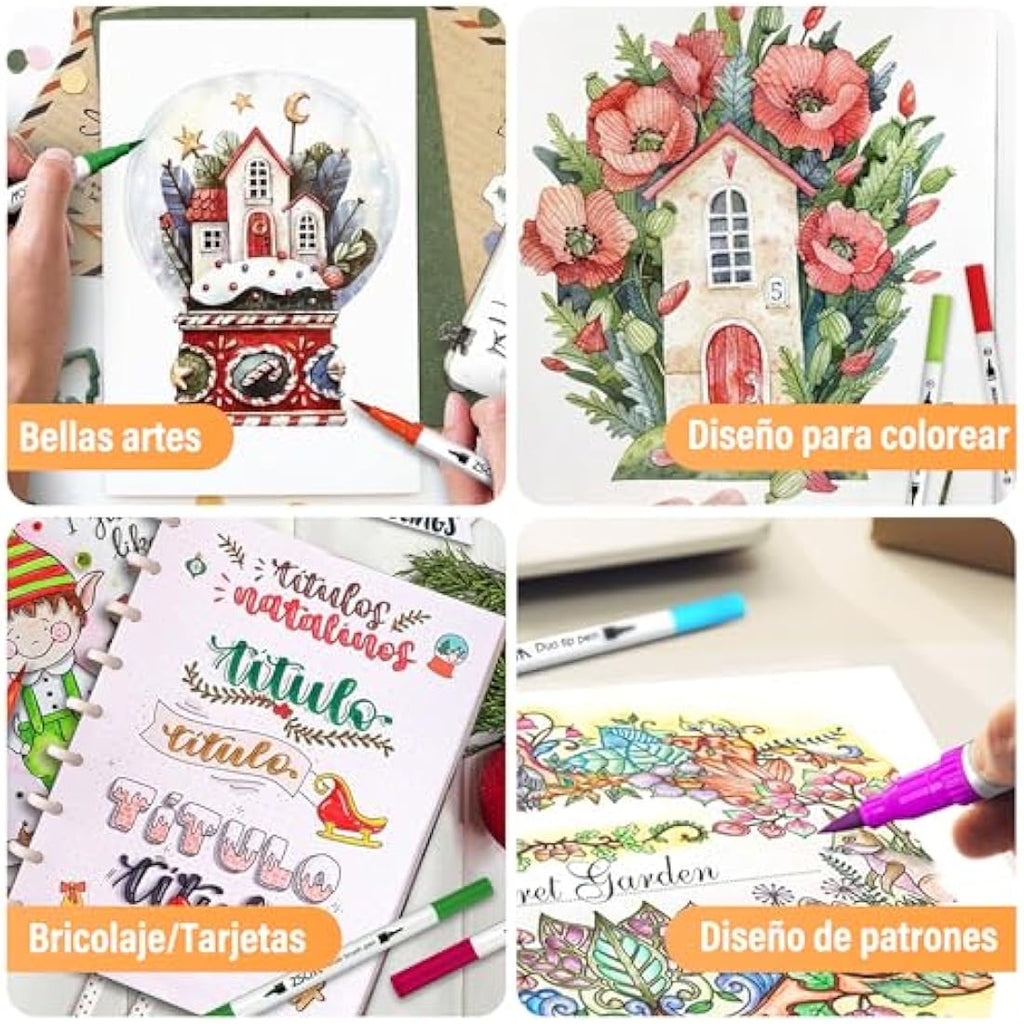 ZSCM 160 Colors Dual Tip Brush Pens for Adult Coloring and Calligraphy