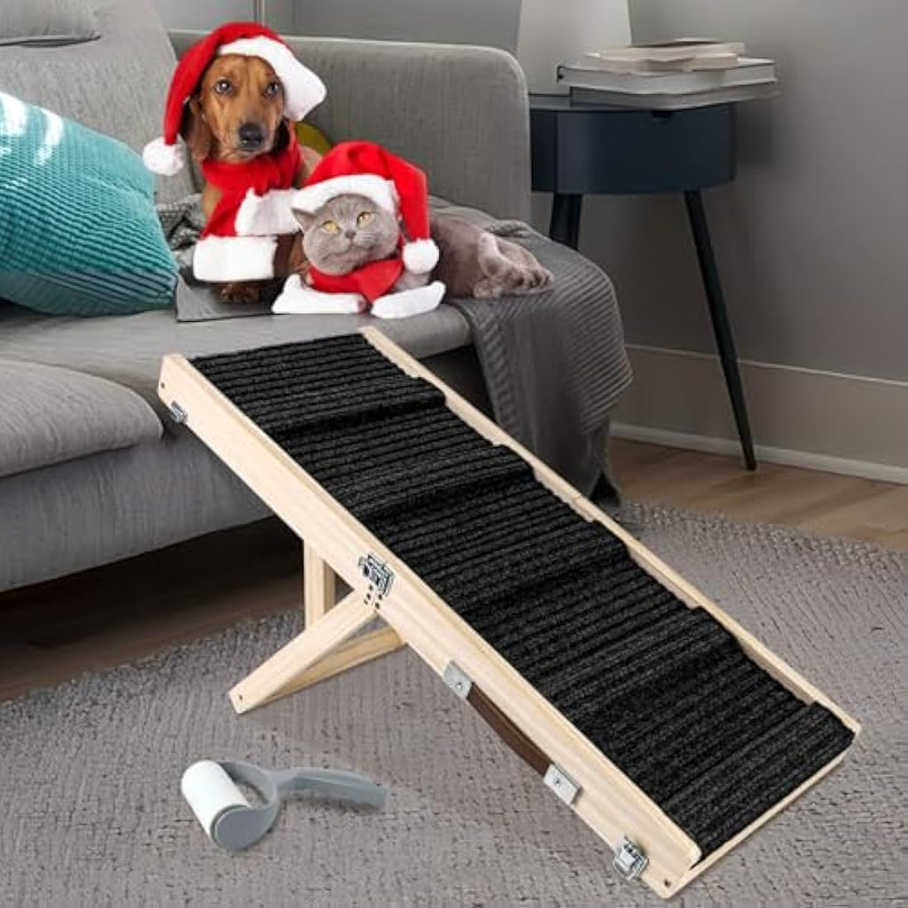 Umtiti Wooden Folding Dog Ramp | 4-Level Adjustable Non-Slip Pet Ramp