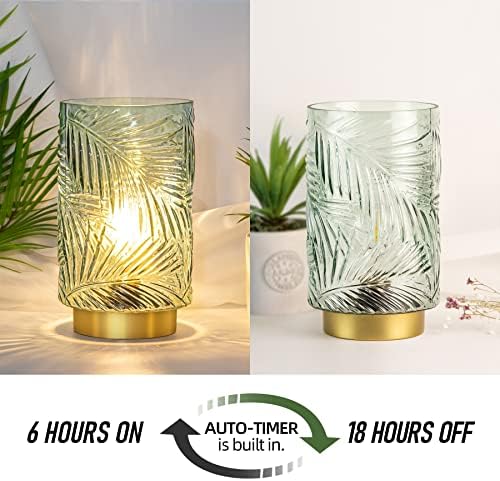 MJ PREMIER Cordless Battery Table Lamp | Glass & Metal with Timer