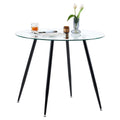 GOLDFAN Round Glass Dining Table - 80cm Tempered Top with Black Legs