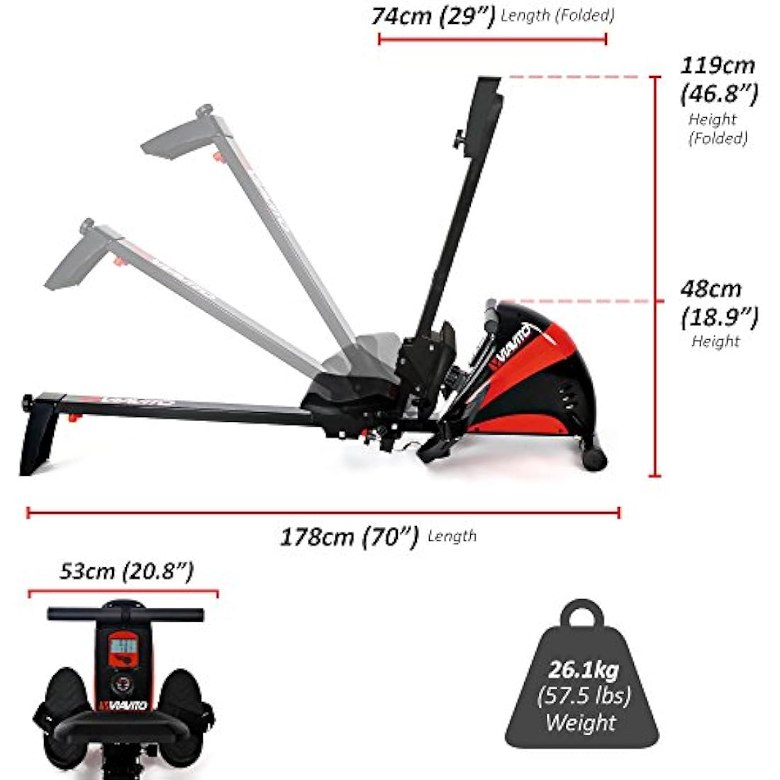 Viavito Sumi Folding Rowing Machine – Magnetic Resistance Home Rower