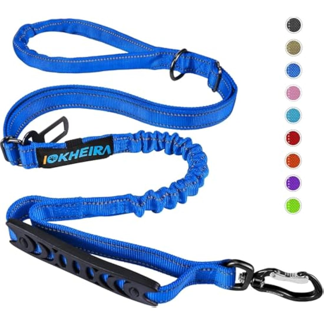 IOKHEIRA Bungee Dog Leash – Anti-Pull Lead with Car Seat Belt Buckle