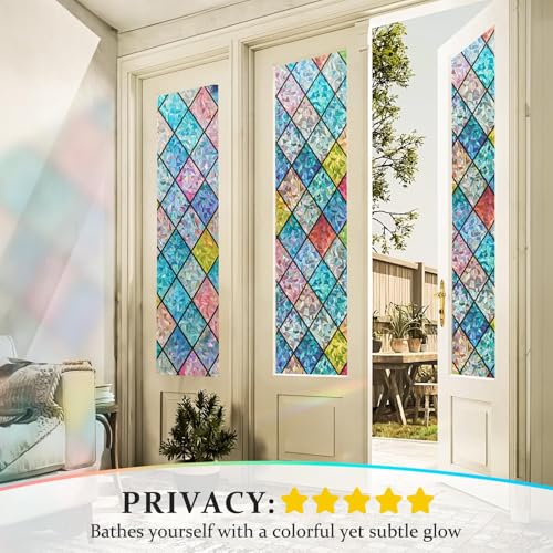 Beautysaid Rainbow Privacy Window Film | Stained Glass Static Cling
