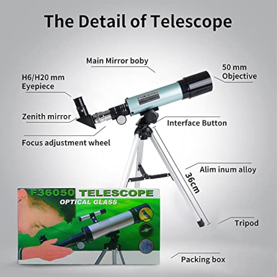 Mijiao Astronomical Telescope for Kids – 90X HD Portable Refractor
