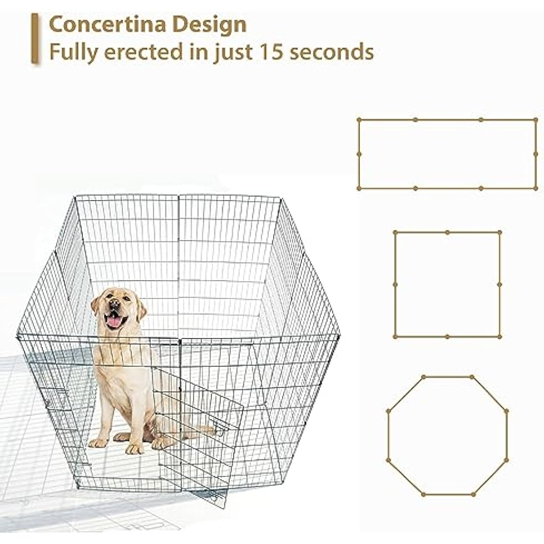 Ellie-Bo Portable Puppy Play Pen | 91cm High Foldable Steel Pet Enclosure