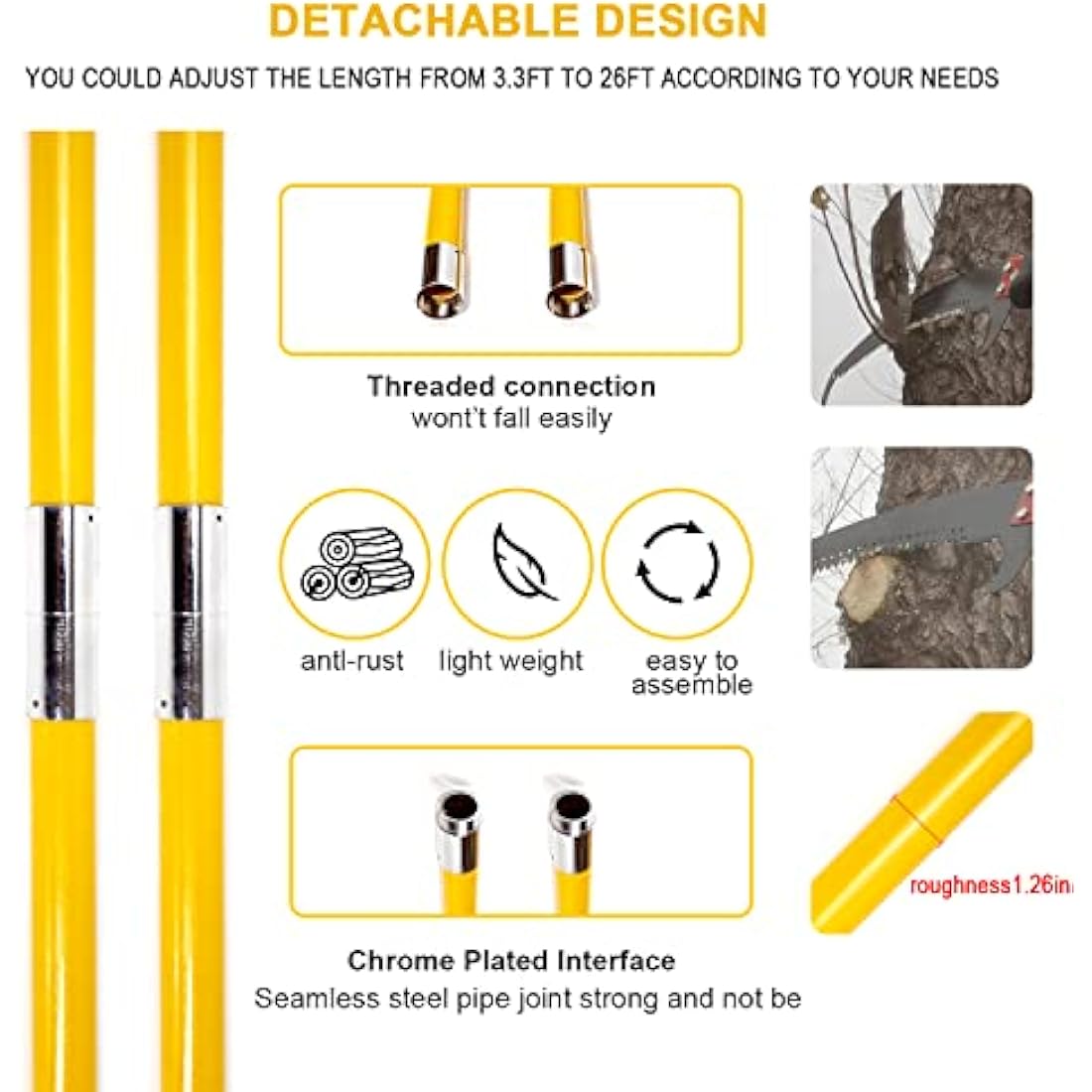Jolof Store 30ft Tree Pole Pruner – Extendable Manual Pruning Saw