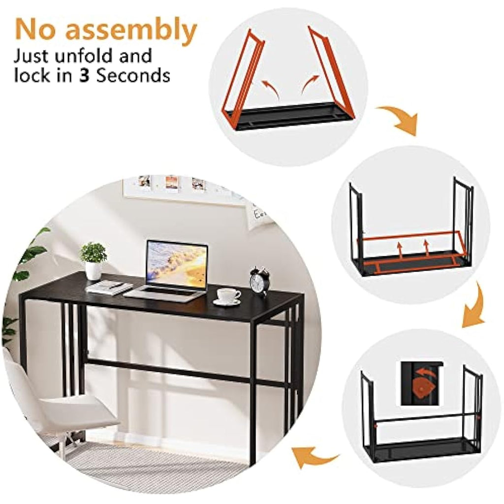 Ulifance Folding Computer Desk – No-Assembly Space Saving Writing Desk