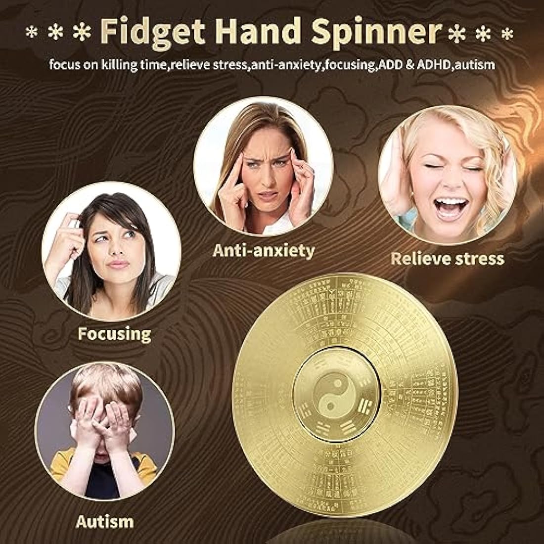 Vofolen Metal Fidget Spinner – Stainless Steel EDC Stress Relief Toy